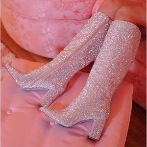 Rhinestone below the knee boots